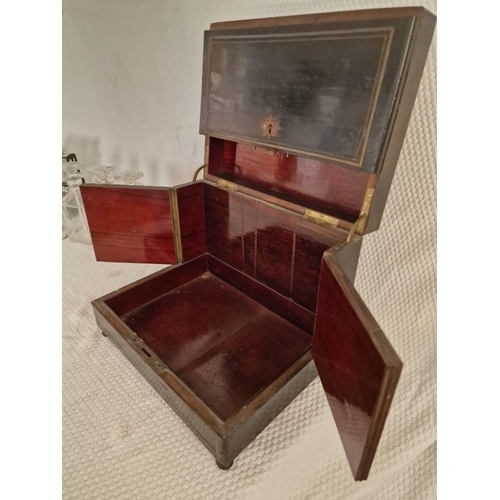 100 - Antique Liquor Cabinet / Travelling Bar or Decanter Box; Inlaid Box with Lift-Up Top and Opening Sid... 