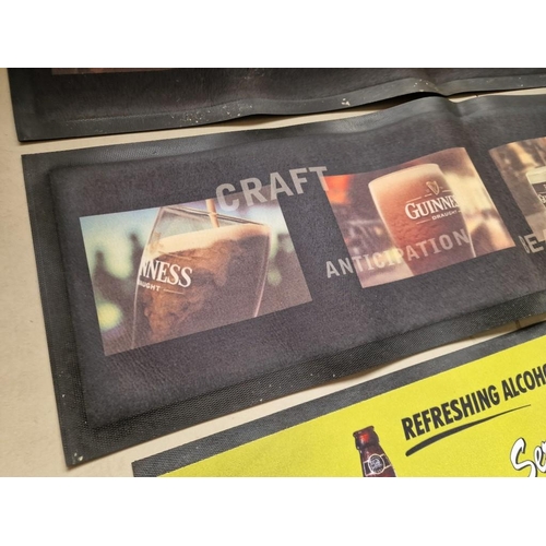 12 - 3 x Long Rubber Backed Bar Mats, with 'Guiness' and 'Crabbies' Advertising, (3)