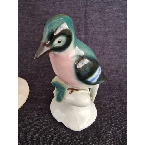 131 - Royal Copenhagen Bird / Gull Figurine (#1468), Together with 2 x Other Porcelain Bird Ornaments, (3)