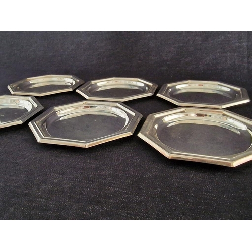 138 - Set of 6 x Silver Plated Octagonal Coasters, (6)