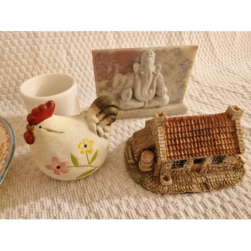 202 - Mason's Twin Handle Soup Bowl & Saucer (a/f), Together with Herend (Hungary) Floral Dish, Cottage & ... 