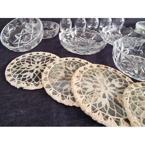 204 - Large Collection of Glassware; Decorative Dishes, Coasters, Glasses, Small Plate, etc (26)