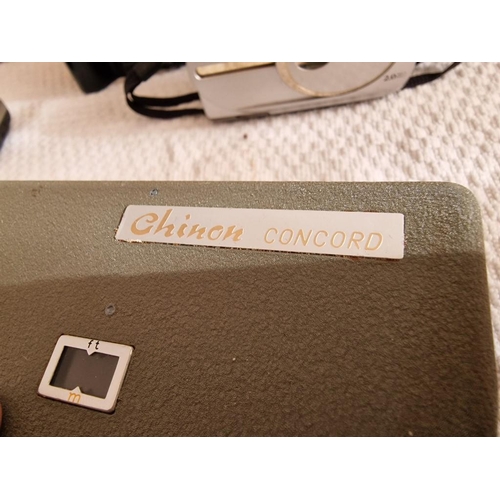 206 - Vintage Chinon Concord Cine Camera in Case, Together with 3 x Other Cameras, (untested)