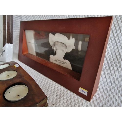 264 - 2 x Solid Wood 3-Candle Holders, Together with 2 x Photo Frames, (4)