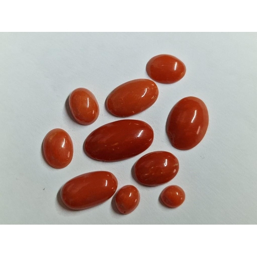 98 - Collection of Mediterranean Lose Flat Back Coral Stones, (Largest Approx. 14 x 8mm), (10pcs)