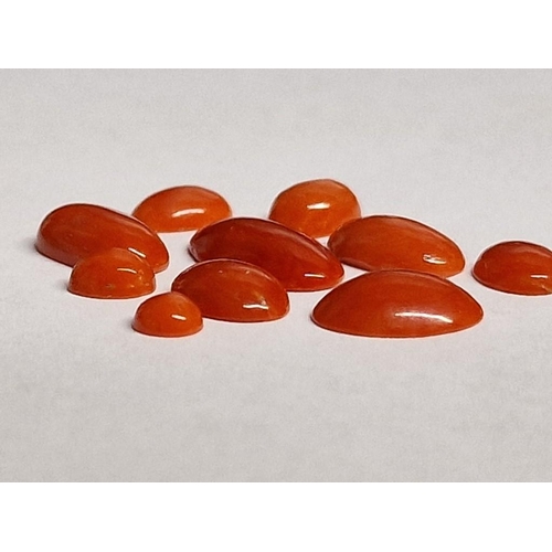 98 - Collection of Mediterranean Lose Flat Back Coral Stones, (Largest Approx. 14 x 8mm), (10pcs)