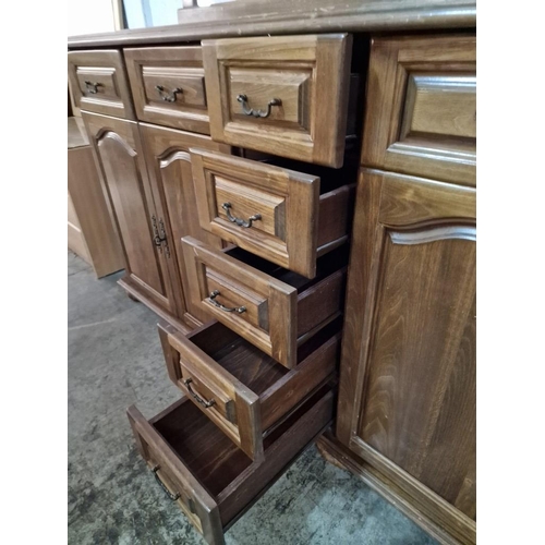 106 - Large Buffet / Sideboard Unit with 2 x Double Cupboards and 9-Drawers and Framed Mirror Above, (Appr... 