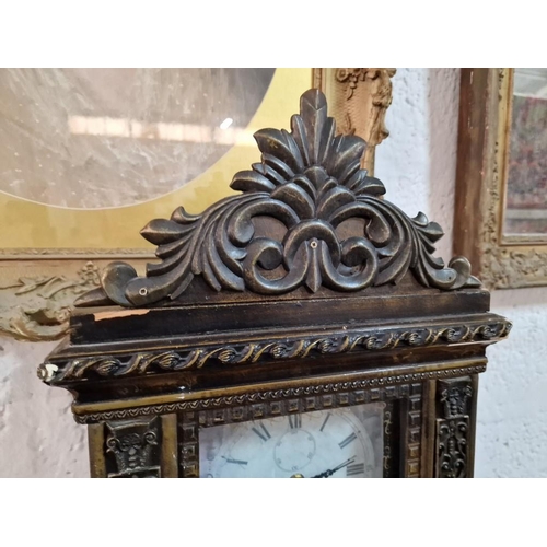 107 - Decorative Mantle Clock with Carved Front Over Claw Feet, Quartz Movement with Pendulum (untested)