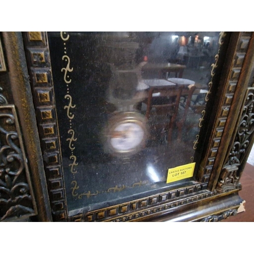 107 - Decorative Mantle Clock with Carved Front Over Claw Feet, Quartz Movement with Pendulum (untested)