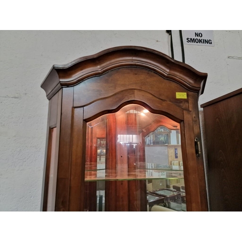 108 - Classical Style Corner Display Cabinet with Arched Top, Bevel Glass Door, Glass Shelves and Internal... 