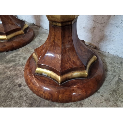 109 - Classical / Italian Style Shapely Wooden Pedestal / Plant or Lamp Stand with Decorative Metal Work a... 