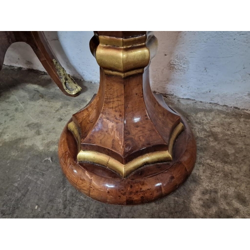 110 - Classical / Italian Style Shapely Wooden Pedestal / Plant or Lamp Stand with Decorative Metal Work a... 