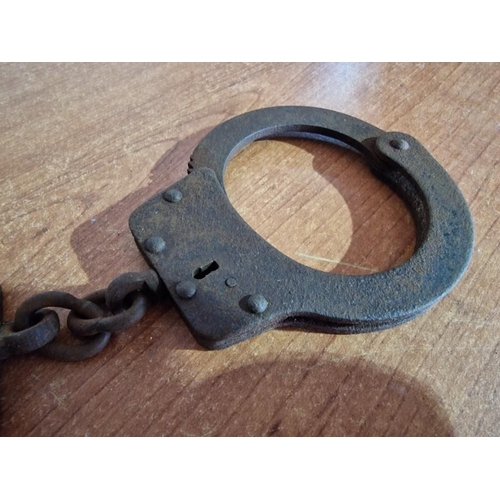 197 - Pair of Vintage / Antique Handcuffs with Key