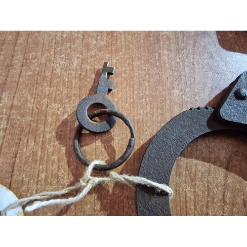 197 - Pair of Vintage / Antique Handcuffs with Key