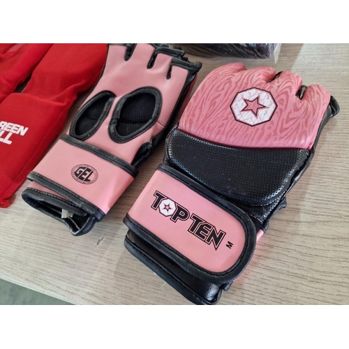 349 - 2 x Pairs of 'Top Ten' Boxing Gloves and 'Green Hill' Shin Guards in Carry Bag