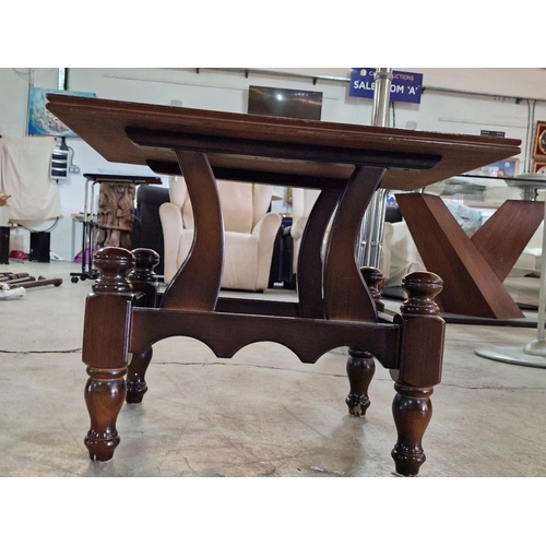 350 - Dark Wood Side Table with Shaped Legs / Base