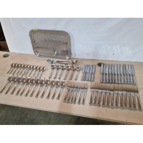 118 - Large Collection of Viners 18/10 (Stainless Steel) Cutlery, Together with Chrome Plated Serving Tray