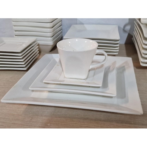 145 - Qty of 'Tripple A' Tableware; Modern Square Design Dinner Plates, Side Plates, Cups & Saucers (Dishw... 