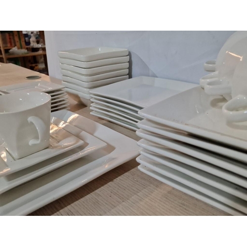 145 - Qty of 'Tripple A' Tableware; Modern Square Design Dinner Plates, Side Plates, Cups & Saucers (Dishw... 