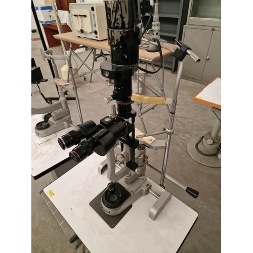 282 - 2 x Vintage Shin-Nippon (Tokyo-Japan), No. 20787 Slit Lamps for Eye Examination, Both on Electric Ad... 