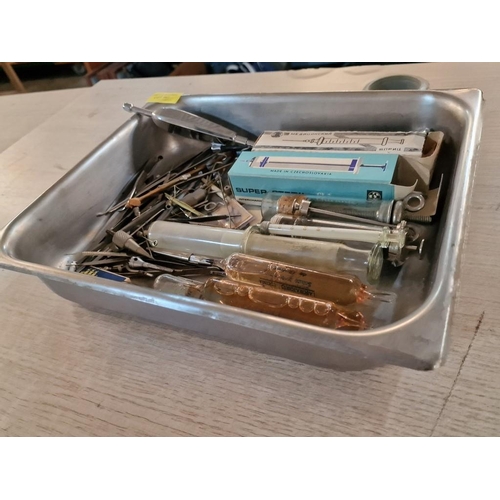 287 - Stainless Steel Tray with Collection of Assorted Vintage Medical Instruments, (Approx. 32 x 26 x 6cm... 