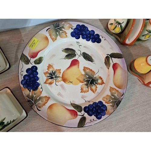 391 - Collection of Floral Pattern Tableware; Large Round Plate, 2 x Lidded Butter Dishes and 2 x Serviett... 