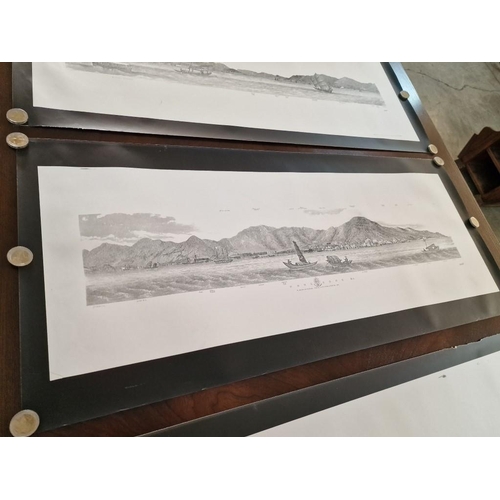 150 - Set of 3 x Prints / Engravings from the Hydrographic Office, Panoramic Views of Hong Kong Island and... 