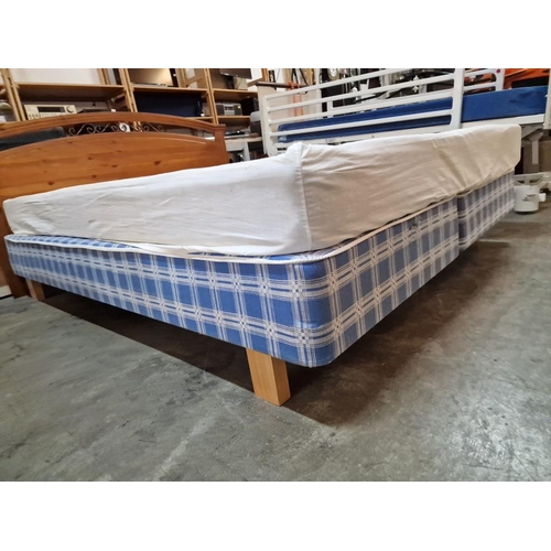 217 - Double Divan Bed with Mattress, (Approx. 158 x 200cm), Together with Pine Wood Headboard with Arched... 