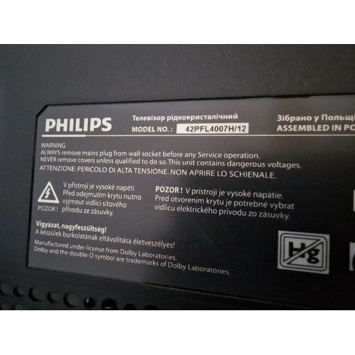 219 - Philips 42'' Television (Model: 42PFL4007H/12) * Basic Test and working with HMDI Input), Together w... 