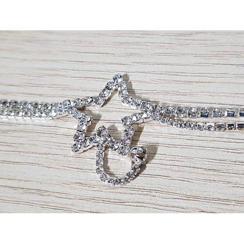 255 - Silver Tone Shinny Ankle Bracelet with Crystals