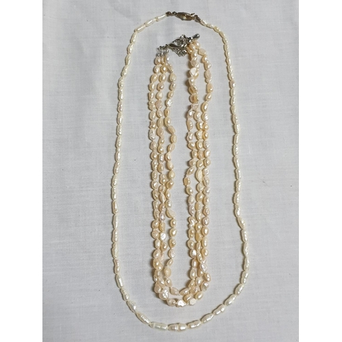 313 - Retro Pearls Necklace (L:42cm) and Single Strand Necklace with Decorative Clasp (L:58cm)