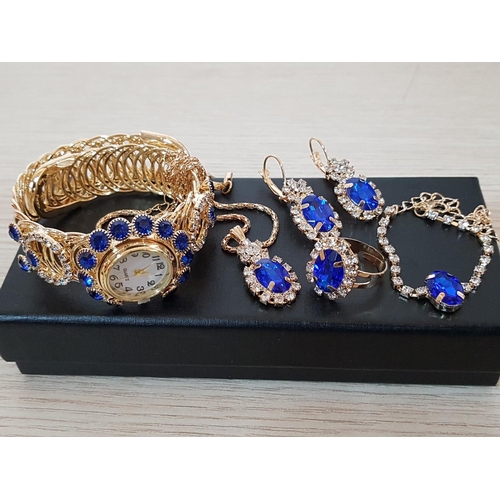 317 - Stylish Costume Jewellery Sets; Gold Tone with Royal Billie and Clear Crystals and Silver Tone with ... 