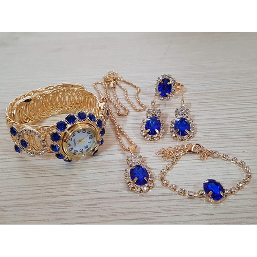 317 - Stylish Costume Jewellery Sets; Gold Tone with Royal Billie and Clear Crystals and Silver Tone with ... 