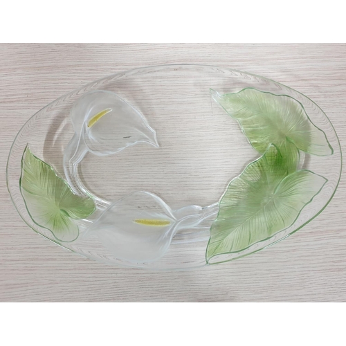 374 - Various Glassware; Coloured Glass Oval Dish (37 x 24cm) Square Cut Glass Dish (24 x 24cm) 2 x Glass ... 