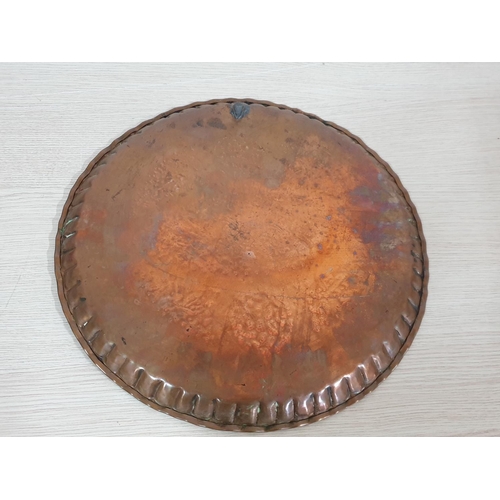 453 - 2 x Large Oriental Decorative Wall Trays (Copper and White Metal), (Ø38cm & Ø44cm)