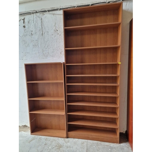 540 - 2 x Light Wood Colour Book Cases / Display Shelves, (Largest Approx. 100 x 21 x 246cm), (2)