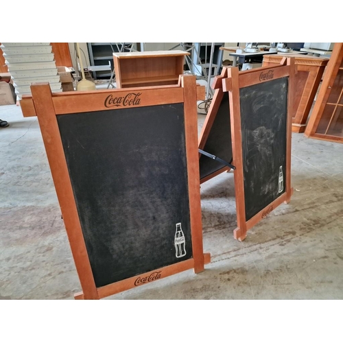 545 - 2 x 'A' Frame / Free-Standing Double Sided Wood Frame 'Coca Cola' Notice Boards / Black Boards, (2)