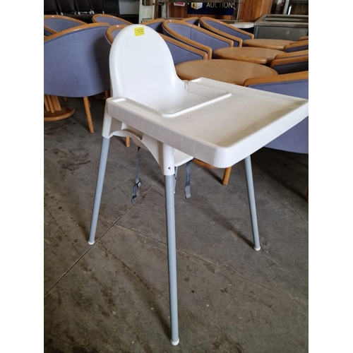 555 - Babies High Chair, White Plastic