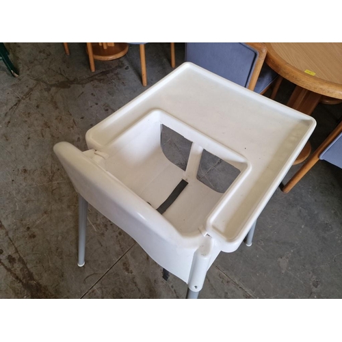 555 - Babies High Chair, White Plastic