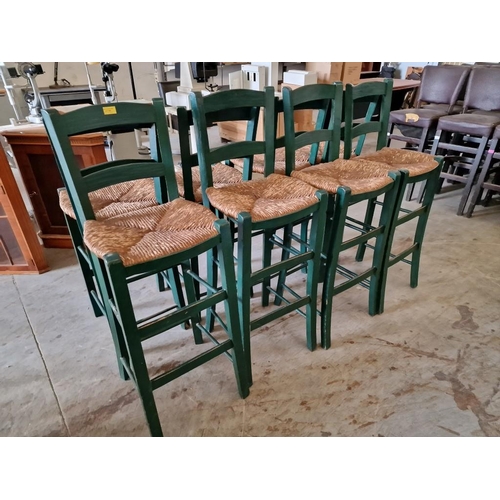 556 - Set of 4 x Traditional Style Bar Stools with Cane Seats, (4)