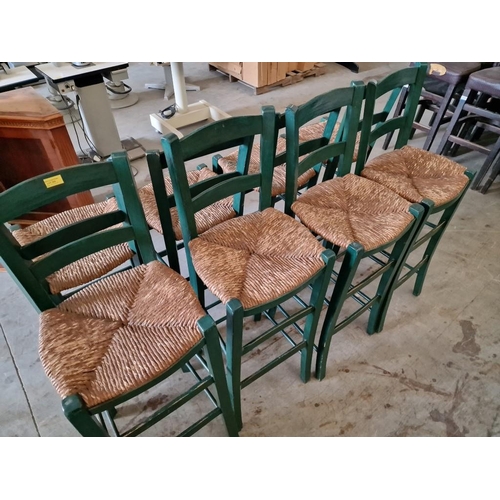 556 - Set of 4 x Traditional Style Bar Stools with Cane Seats, (4)