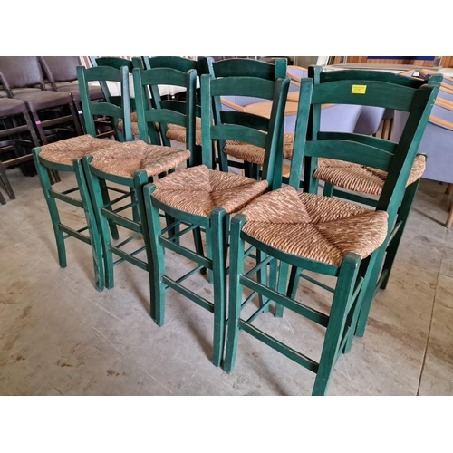 557 - Set of 4 x Traditional Style Bar Stools with Cane Seats, (4)