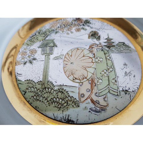 387 - The of Art of Chokin Japanese Porcelain Souvenir Decorated with 24k Gold Edged - Decorative Tray / P... 