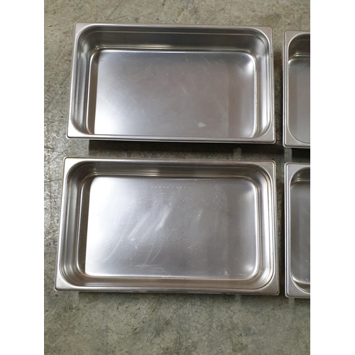 309 - Set of 4 x Stainless Steel Canteens / Tray / Food Storage (32.5cm x 53 x 11cm)