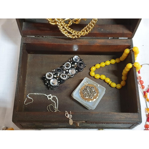 312 - Stylish Collection of Costume Jewellery; Various Necklaces, Bracelets, Pendants in Large Wooden Jewe... 