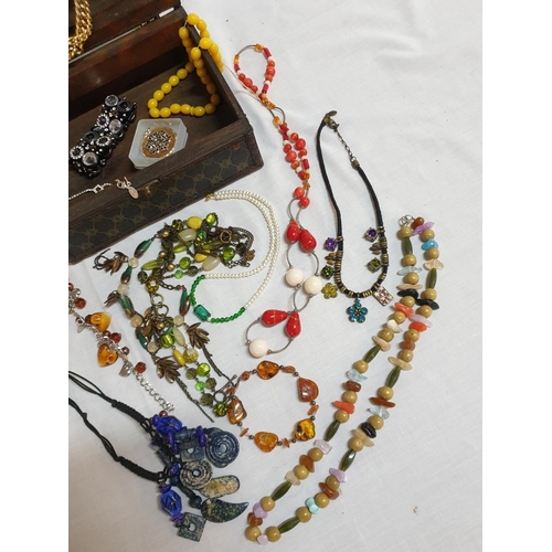 312 - Stylish Collection of Costume Jewellery; Various Necklaces, Bracelets, Pendants in Large Wooden Jewe... 