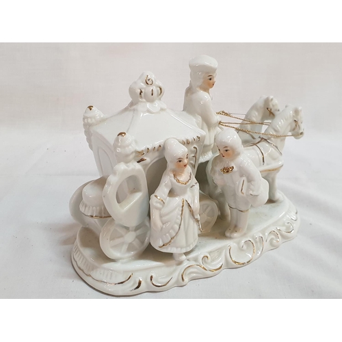 365 - Continental Style Porcelain Figurines Carriage Young Men, Young Couple