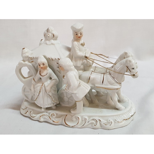 365 - Continental Style Porcelain Figurines Carriage Young Men, Young Couple