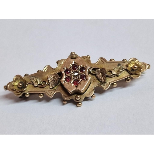 162 - Antique 9ct Gold, Diamond & Ruby(?) Brooch in Early Box, Circa 1897, Birmingham, England, (Approx. 4... 