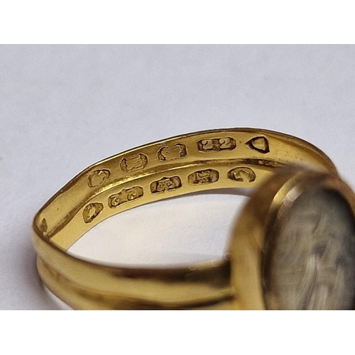 234 - Antique 22ct Gold Mourning Ring; Looks to be 2 x Wedding Bands Joined into One Ring with a Oval Shap... 